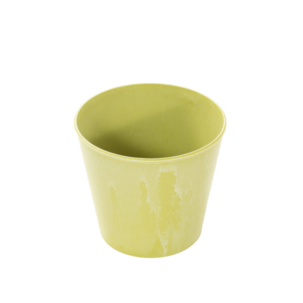 green plastic plant pot
